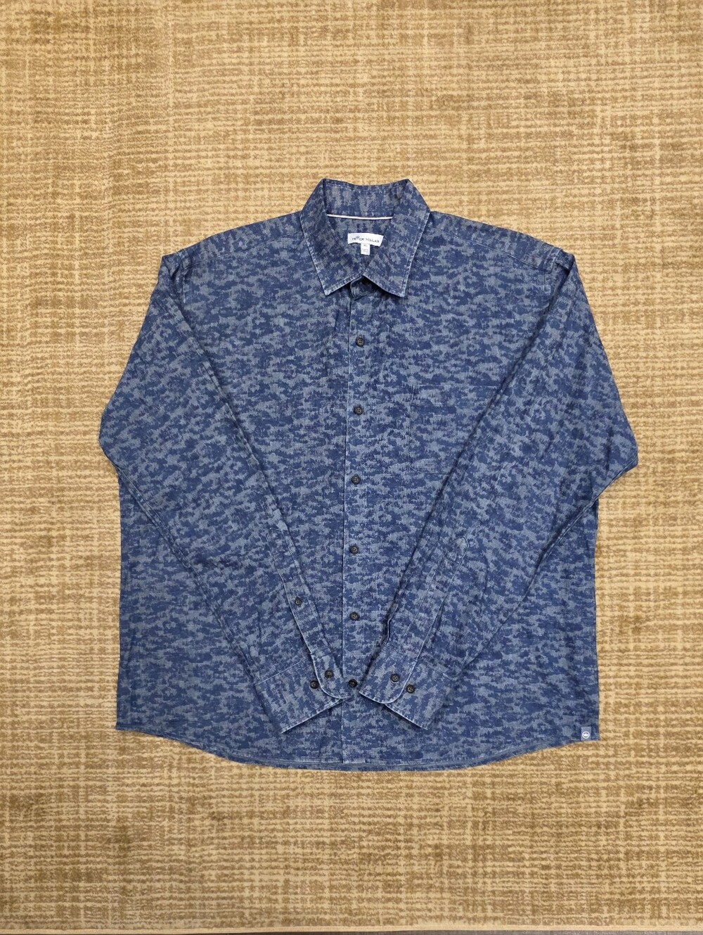 Peter Millar Men’s XL Blue Abstract Print Stretch Cotton Button Down Shirt